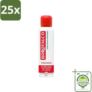 25 x Borotalco Deospray Intensive 150 ml - Grootverpakking - Deodorant Spray - Antitranspirant - Borotalco - Intensieve Bescherming - Alcoholvrij