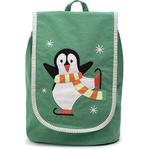 Eurekakids Rugzak Pinguin - Rugtas voor Kinderen - 100% Katoen - Groen - Peuter / Kleuter