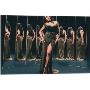 Vlag - Vrouw - Jurk - Glitters - Spiegels - 60x40 cm Foto op Polyester Vlag