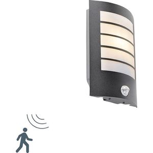 QAZQA miro - Moderne Wandlamp met Bewegingsmelder | Bewegingssensor | sensor voor buiten - 1 lichts - L 176 mm - Zwart - Buitenverlichting