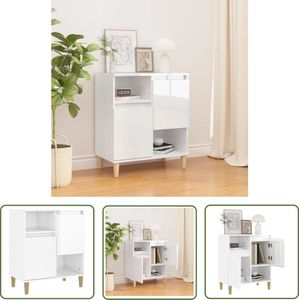 The Living Store Dressoir 60x35x70 cm bewerkt hout hoogglans wit - Dressoir - Commode - Houten Kast - Witte Kast - Opslagoplossing