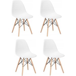 design stoel - wit - 4 delige set - keuken - huiskamer - kuipstoel - set van 4 - kuipstoelen - eetkamerstoel - keukenstoel - eetkamerstoelen - keukenstoelen - design kuipstoel - kuipstoelen set van 4