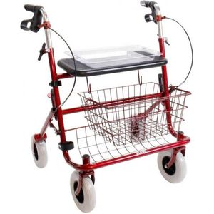 Premis Provo 2e Generatie Rollator XL 50 – Stevige Rollator tot 150 kg – Inklapbaar & Verstelbaar - Metallic Rood