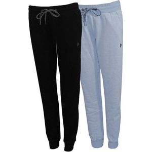 2-Pack Donnay - Joggingbroek met elastiek (Carolyn) - Sportbroek - Dames - Black/Pale blue marl (282) - maat L