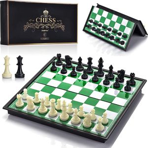 Magnetisch schaakspel met reisschaakbord en 2 extra koninginnen voor kinderen en volwassenen