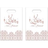 18x stuks Ramadan Mubarak thema feestzakjes/uitdeelzakjes wit/rose goud 23 x 17 cm - Suikerfeest/offerfeest