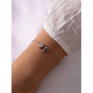 Initiaal Armband met Letter E Zilverkleurig - Naam Armband Cadeau - Geluks Armband op Kaartje - Pax Amare
