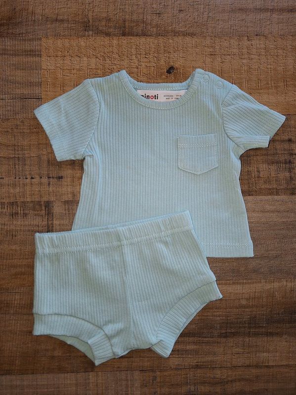Minoti - rib setje - mint - summer set - maat 62/68