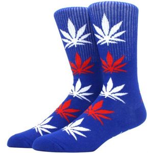 CHPN - Wiet sokken - Weed socks - Cadeau - Sokken - Blauw/Rood/Wit - Unisex - 2 paar - One size - 36-46