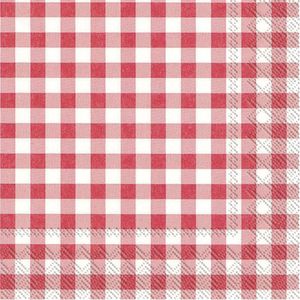 20x Karo 3-laags servetten rood/wit geblokt 33 x 33 cm - Oktoberfest servetten