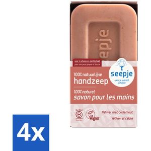 4 x Seepje - Handzeep - Duurzaam & Milieuvriendelijk - Vetiver met Cederhout - 120 gr - Handzeep - Vaste Zeep - Biologische Zeep - Duurzame Zeep - Milieuvriendelijke Zeep
