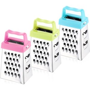 Package of 3 Mini Square Graters - Stainless Steel Cheese Grat...