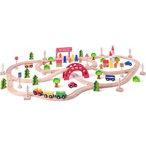 Woody Toys houten treinbaan 90-delig 93062