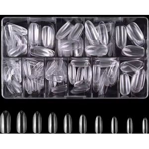 Nifkos Nagel Tips Transparant Oval - 450 stuks - Nagel tips transparant – Nageltips voor gelnagels – Nagel tips acryl – Transparante nageltips – Transparante nagels – Fake nails clear - Kunstnagels Nepnagels - Kerstcadeau voor vrouwen - Cadeau vrouw