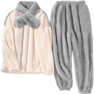 Dames Pyjama Set - Fluffy Loungewear voor de Winter met Fleece en Pockets