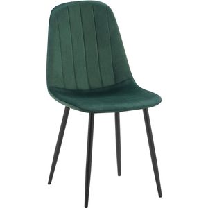 CLP Baxter Eetkamerstoel - Metalen frame - Zonder armleuning - Velvet - Fluweel - Metaal/groen