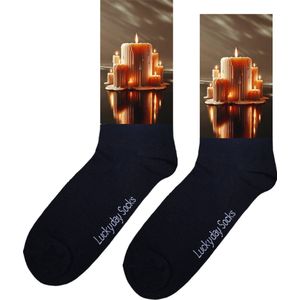 Kaarsen - Opkikker - Grappige sokken - Valentijns cadeau - Verjaardag cadeau - Sinterklaas cadeau - Grappige sokken - Leuke sokken - Vrolijke sokken - Kerst Sokken - Vaderdag - Moederdag - Kerstcadeau - Allerheiligen - Socks die Happy maken - 37-44