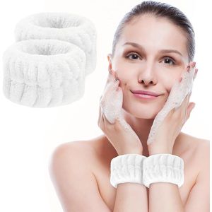 2-pack gezichtsreinigingspolsbandjes - microvezel gezichtsreinigingshanddoeken - gezichtsreinigingspolsbandjes - voorkomt dat de polsen vochtig worden - zachte absorberende gezichtsreinigingsbandjes van katoen