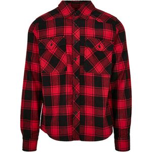 Flanel Checked Overhemd met borstzakken Red/Black - 5XL