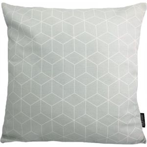 Geometric Mint Kussenhoes | Katoen / Polyester | 45 x 45 cm | Grijs - Groen