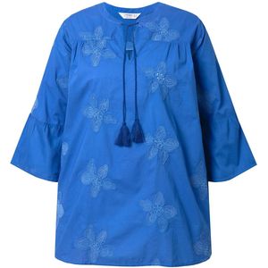 Angel of Style Angel of Style - Dames - Tuniek borduursel tuniekhals 3/4-volantmouwen - Noorderlichtblauw - Maat 44