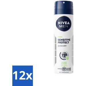 NIVEA MEN - Deodorant Spray - Sensitive Protect - 150 ml - Voordeelverpakking - 12 stuks