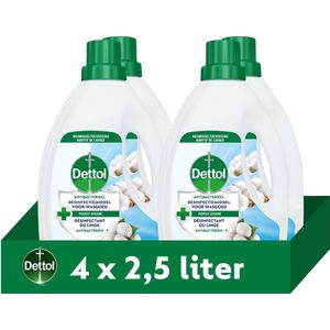 Dettol - Antibacterieel Desinfectiemiddel voor Wasgoed - Fris - 4 x 2,5L - Wastoevoeging - Voordeelverpakking