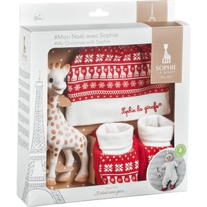 Sophie de giraf Cadeauset ""Mijn Kerst met Sophie""- Kraamcadeau - Babyshower cadeau - Sophie de giraf poppetje, kerstmuts & slofjes - Vanaf 0 maanden - 3-Delig