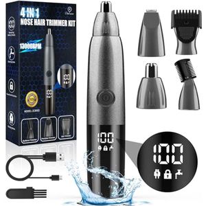 4-in-1 Neushaartrimmer met LED-display - USB-oplaadbaar en waterdicht