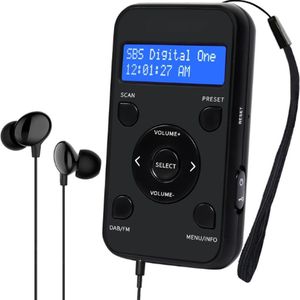 MP3 Speler Digitale Radio - DAB/DAB+ en FM-radio - Draagbare Sportradio - 20 Voorkeurzenders, Klok en Alarm - Zwart