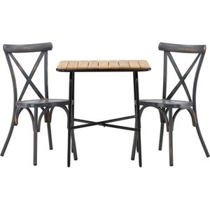 Holmbeck tuinmeubelset tafel, 2 stoelen naturel,donkergrijs.