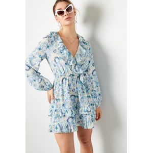 Jurk flowerpower Blauw Maat: S