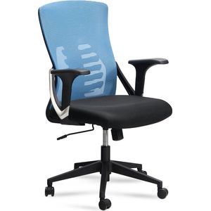 Rootz Moderne Draaistoel - Bureaustoel - Ergonomische stoel - Blauw en Zwart - Schommelmechanisme - Verstelbare hoogte - Lendensteun - 94-104cm x 65cm x 65cm