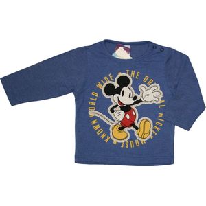 Disney - Jongens Kleding - Mickey Mouse - Longsleeve - Blauw - T-shirt met lange mouwen - Maat 80