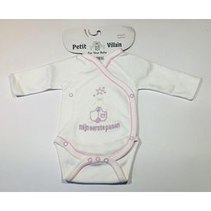 Petit Villain rompertje - Mijn eerste Pasen - creme/roze - maat 56/62 (3-M)