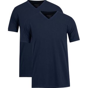 STØRVIK Extra lang T-Shirt 2-Pack Heren - Katoen V-Hals - Maat 3XL - Donkerblauw