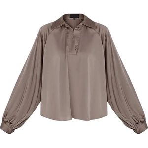 Blouse pofmouwen - beige - dames - herfst/winter - maat M