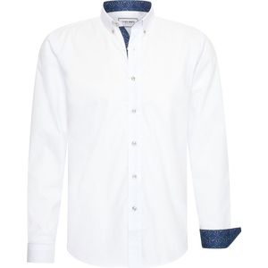 Heren overhemd katoen 100% met stretch- Lange Mouwen - Regular fit - Longsleeve Shirt - Maat 3XL - Wit