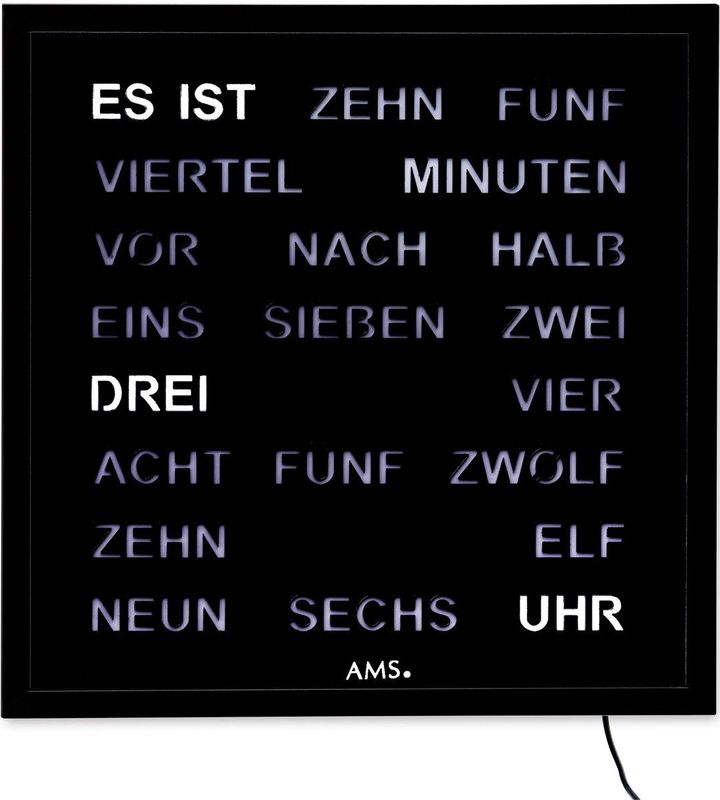 INTERTIME - Woordklok - Zwart - Wandklok - LED Scherm - Duitse Tekst