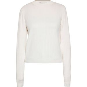 Usha - Gebreide Trui - Wolwit - Ronde Hals - Lange Mouw