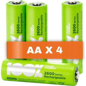 100% Peak Power oplaadbare batterijen AA - NiMH AA batterij mignon 2300 mAh - 4 stuks