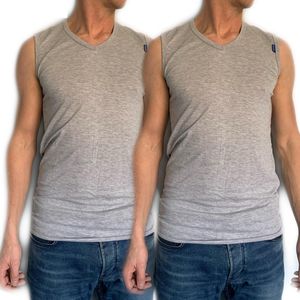 Embrator 2-pack mannen Tank-Top V-hals licht grijs melange maat XL