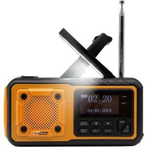 NoodNieuws Draagbare NoodRadio – AM/FM/SW – 4000mAh Powerbank – Zonnepaneel – Radio op Batterijen – Hand Zwengel Dynamo – Zaklamp – SOS – Noodpakket 72 uur
