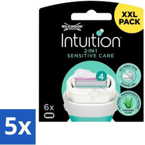 Wilkinson Intuition - Navulmesjes - 2 in 1 Sensitive Care - Voor Gevoelige Huid - 6 mesjes - Bulkverpakking - 5 stuks