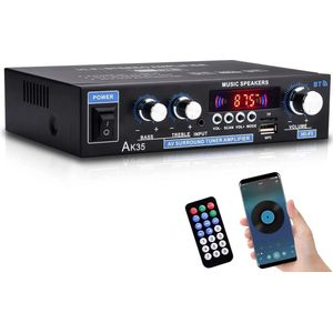 DrPhone PureSound Fosi - HiFi-stereo-audioversterker - Bluetooth Audio Power Versterker - 2-Kanaals Output – Met Afstandsbediening - Zwart