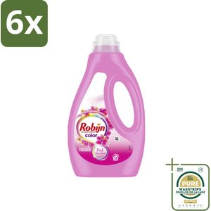 Robijn - Color Pink Sensation - Vloeibaar Wasmiddel - 20 Wasbeurten - Voordeelverpakking - 6 stuks - Wasverzachter - Biologisch afbreekbaar