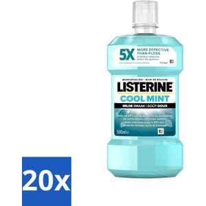 20 x Listerine - Mondwater - Cool Mint - Milde Smaak - 500 ml - Frisse Adem - Minty - Listerine - Cool Mint