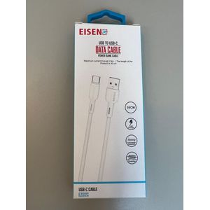 Eisenz USB-C kabel - Power bank kabel - Data kabel - 30 CM kabel - USB naar USB-C cable - Wit