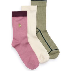 Scotch & Soda 3PK WOMENS NON TERRY CREW Dames Sokken - Purple - Maat OS