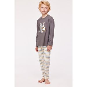 Woody pyjama jongens/heren - donkergrijs - haas - 232-10-PLS-S/154 - maat 176